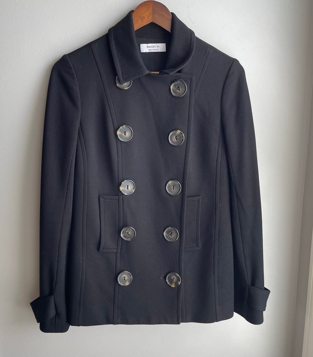 Bailey 44 Coven Jacket Black double breasted peacoat sz Medium